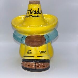 Yellow and Teal Ceramic Sombrero Art- Collectable El Tirador Tequila Decanter.